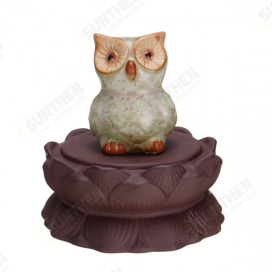 Owl Ceramic Backflow Incense Burner Smoke Cones Holder Sticks Censer Clay Decor