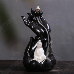 12x22cm Ceramic Backflow Incense Guanyin Tathagata Burner With Cones 12x22cm Ceramic Backflow Incense Guanyin Tathagata Burner With Cones