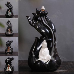 12x22cm Ceramic Backflow Incense Guanyin Tathagata Burner With Cones 12x22cm Ceramic Backflow Incense Guanyin Tathagata Burner With Cones