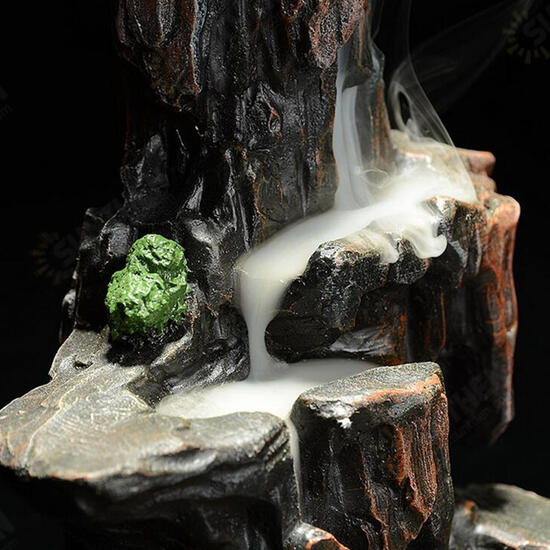 Backflow Incense Cone Burner Censer Holder Mountain Waterfall Stream Home Fragrant Furnace Decor