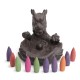 Dragon Fish Backflow Tower Burner Holder Ceramic With 10Pcs Cone Incense Decor