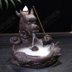 Dragon Fish Backflow Tower Burner Holder Ceramic With 10Pcs Cone Incense Decor Dragon Fish Backflow Tower Burner Holder Ceramic With 10Pcs Cone Incense Decor