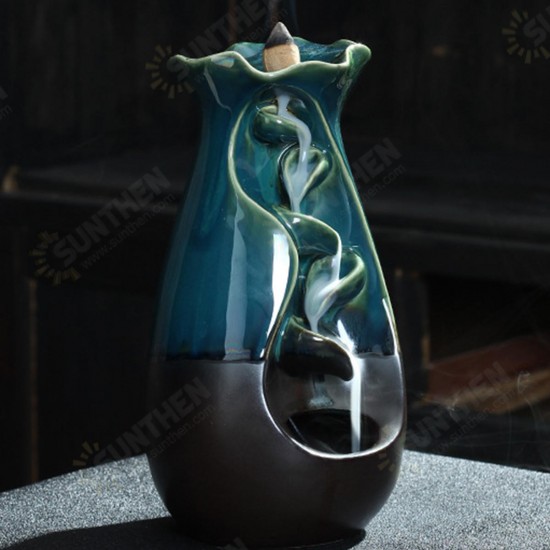 Mountain River Handicraft Incense Holder Ceramic Backflow Waterfall Smoke Incense Burner Censer Holder