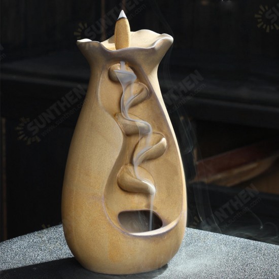 Mountain River Handicraft Incense Holder Ceramic Backflow Waterfall Smoke Incense Burner Censer Holder