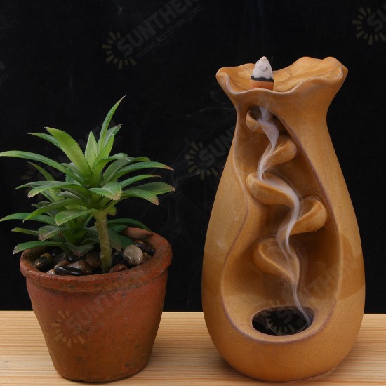 Mountain River Handicraft Incense Holder Ceramic Backflow Waterfall Smoke Incense Burner Censer Holder