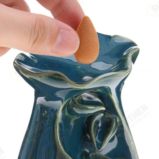 Mountain River Handicraft Incense Holder Ceramic Backflow Waterfall Smoke Incense Burner Censer Holder