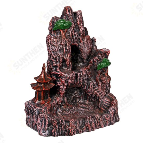 Mountain Waterfall Pavilion Backflow Incense Cone Burner Holder Fragrant Home Censer Decor