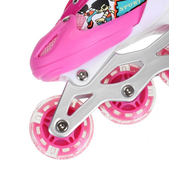 3 Sizes Adjustable Inline Skates Set with LED Flashing Wheels Safe Roller Light Up Illuminating Wheels Beginner Skates Roller with Protective for Adult＆Kids