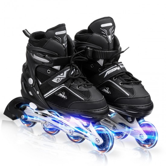 4 Size Adjustable Safe＆Durable Inline Skates for Kids and Adults Outdoor Blades Roller Skates with Full Light Up LED Wheels Boys Girls Gifts