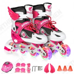 Kids Inline Skates Adjustable Illuminating Roller Skating Shoes Sliding Skating Sneakers Kids Inline Skates Adjustable Illuminating Roller Skating Shoes Sliding Skating Sneakers