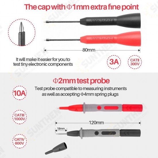 1000V 10A Electronic Test Lead Kit Alligator Clips Test Extension Digital Multimeter Meter Pin Universal Probe Wire Cable