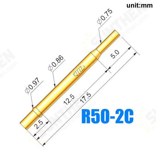 100pcs/lot R50-2C Length 17.5mm Spring Test Probe Receptacle