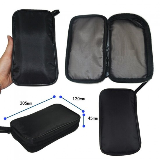 205 x 120 x 45mm/290 x 120 x 48mm 600D Oxford Cloth Black Canvas Bag for Digital Multimeter