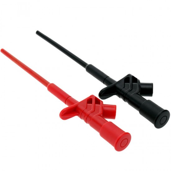 2Pcs Black P5004 Professional Insulated Quick Test Hook Clip High Voltage Flexible Testing Probe - Black