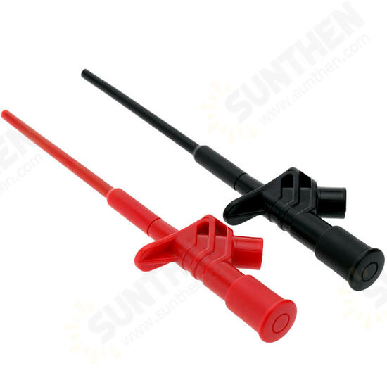 2Pcs Black P5004 Professional Insulated Quick Test Hook Clip High Voltage Flexible Testing Probe - Black