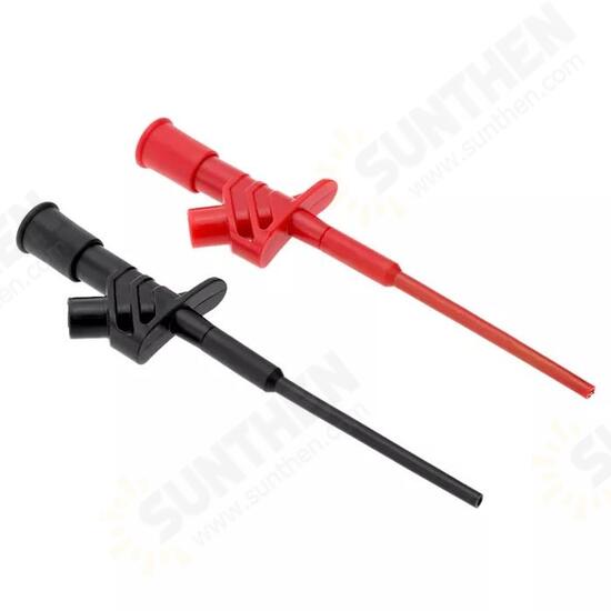 2Pcs Black P5004 Professional Insulated Quick Test Hook Clip High Voltage Flexible Testing Probe - Black