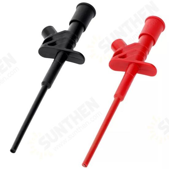 2Pcs Black P5004 Professional Insulated Quick Test Hook Clip High Voltage Flexible Testing Probe - Black