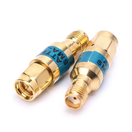 2W 0-6GHz Golden Attenuator SMA-JK Male to Female RF Coaxial Attenuator