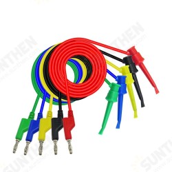 P1045 5pcs 1M 4mm Stackable Banana plug to Test Clip Test Leads Durable Multimeter Testing Cables Copper P1045 5pcs 1M 4mm Stackable Banana plug to Test Clip Test Leads Durable Multimeter Testing Cables Copper