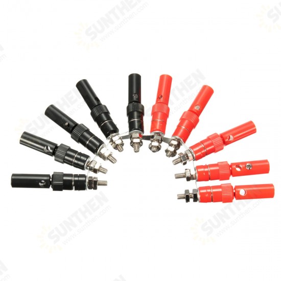 10 Pairs 4mm Terminal Banana Plug Socket Jack Connectors Instrument Light Tools Black and Red