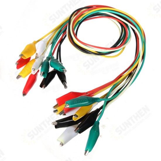 10pcs 50cm Double-ended Clip Cable Alligator Clip Testing Probe Lead Wire