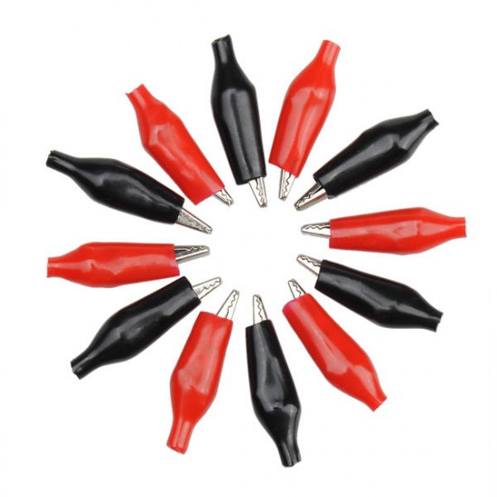 12Pcs Red Black Insulation Boot Metal Alligator Clips