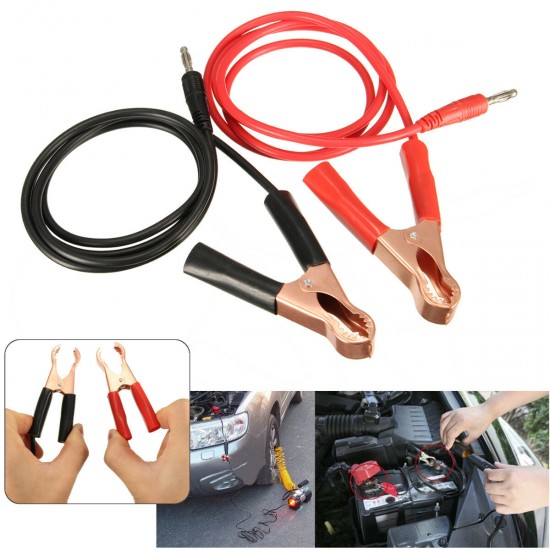 2Pcs 15A Banana Plug to 80mm Car Battery Clip Clamp Power Alligator Clips Cable