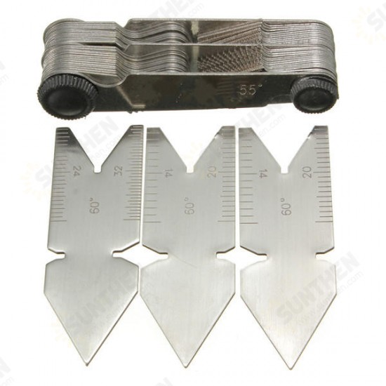 4Pcs Screw Thread Pitch Cutting Gauge Tool Set Centre Gage 55&60° Inch&Metric