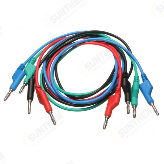 4pcs 1M 4mm Banana to Banana Plug Soft Silicone Test Cable Lead for Multimeter 4 Colors