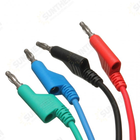 4pcs 1M 4mm Banana to Banana Plug Soft Silicone Test Cable Lead for Multimeter 4 Colors