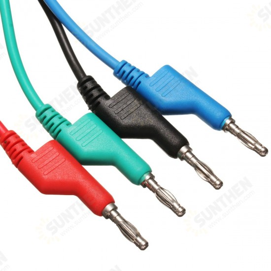 4pcs 1M 4mm Banana to Banana Plug Soft Silicone Test Cable Lead for Multimeter 4 Colors