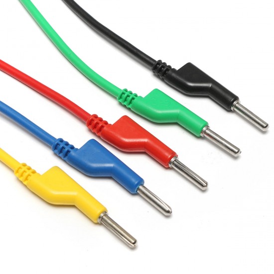 5Pcs 5 Colors Silicone Banana to Banana Plugs Probe Leads Cable