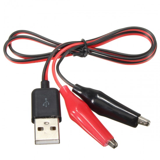 60CM Alligator Test Clips Clamp to USB Male Connector Power Adapter Cable Wire
