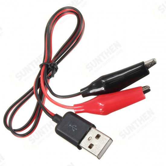 60CM Alligator Test Clips Clamp to USB Male Connector Power Adapter Cable Wire