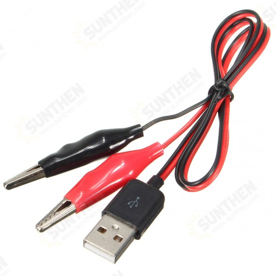 60CM Alligator Test Clips Clamp to USB Male Connector Power Adapter Cable Wire