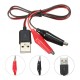 60CM Alligator Test Clips Clamp to USB Male Connector Power Adapter Cable Wire