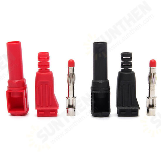 High Pressure 4mm Banana Right Angle Plug Cable Solder Connector Black and Red