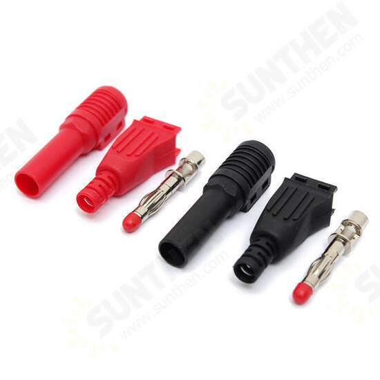 High Pressure 4mm Banana Right Angle Plug Cable Solder Connector Black and Red