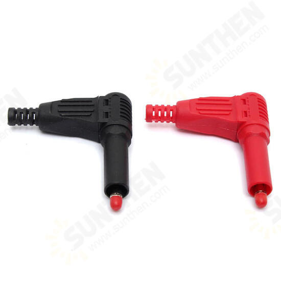 High Pressure 4mm Banana Right Angle Plug Cable Solder Connector Black and Red