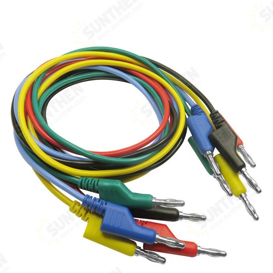 P1036 5Pcs 1M 4mm Banana to Banana Plug Test Cable Lead for Multimeter Tester 5 Colors