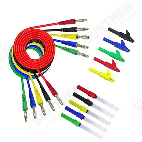 P1043B 4mm Banana Plug Test Leads Kit with Saffty Piercing Needle Test Probes + Alligator Clips for Multimeter Testing