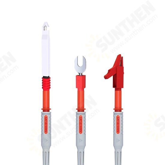 P1308D Silicone Multimeter Test Leads Kit Replaceable Gold-Plated Precision Sharp Probe Set Alligator Clip Minigrabber