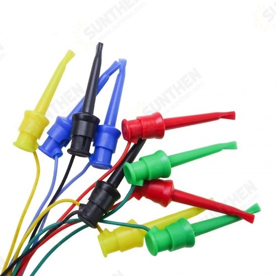 P1534 10PCS Dupont Male to Test Hook Clips Silicone Jumper Wires Tester for Electrical Testing