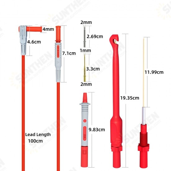 P1033B Multimeter Test Probes Leads Kit with Wire Piercing Puncture 4mm Banana Plug Test Probes P1033B Multimeter Test Probes Leads Kit with Wire Piercing Puncture 4mm Banana Plug Test Probes
