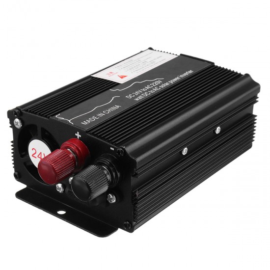 1000W Peak 12V/24V DC to 110V/220V AC Solar Power Inverter LED Modified Sine Wave Converter Black