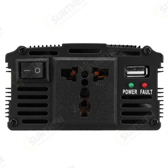 1000W Peak 12V/24V DC to 110V/220V AC Solar Power Inverter LED Modified Sine Wave Converter Black