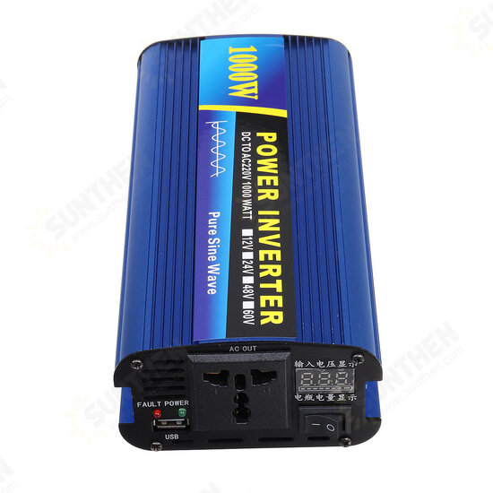 1000W Power Inverter DC 12/24/48V to AC 220V Car Sine Wave Converter