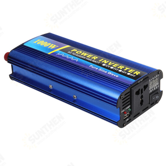 1000W Power Inverter DC 12/24/48V to AC 220V Car Sine Wave Converter