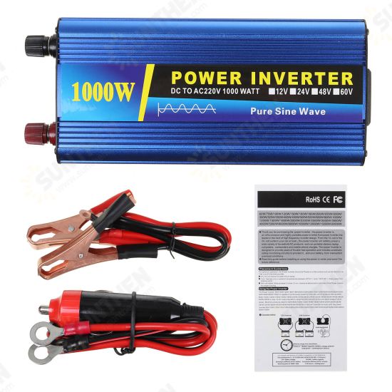 1000W Power Inverter DC 12/24/48V to AC 220V Car Sine Wave Converter