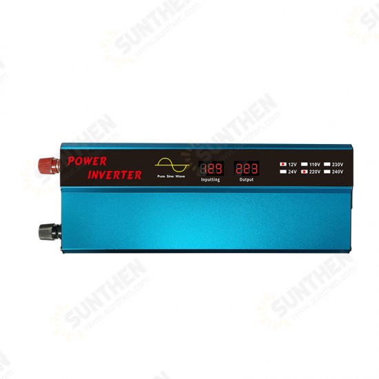 1000W Pure Sine Wave Solar Power Inverter Digital Display 12/24V DC to 220V AC Converter 6000W Peak